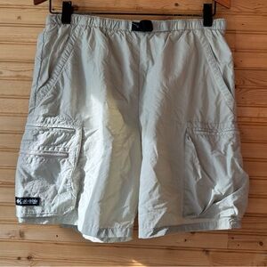 Columbia Cargo Shorts Oatmeal Elastic Waist VTG 2001 Y2K Gorpcore Active Medium
